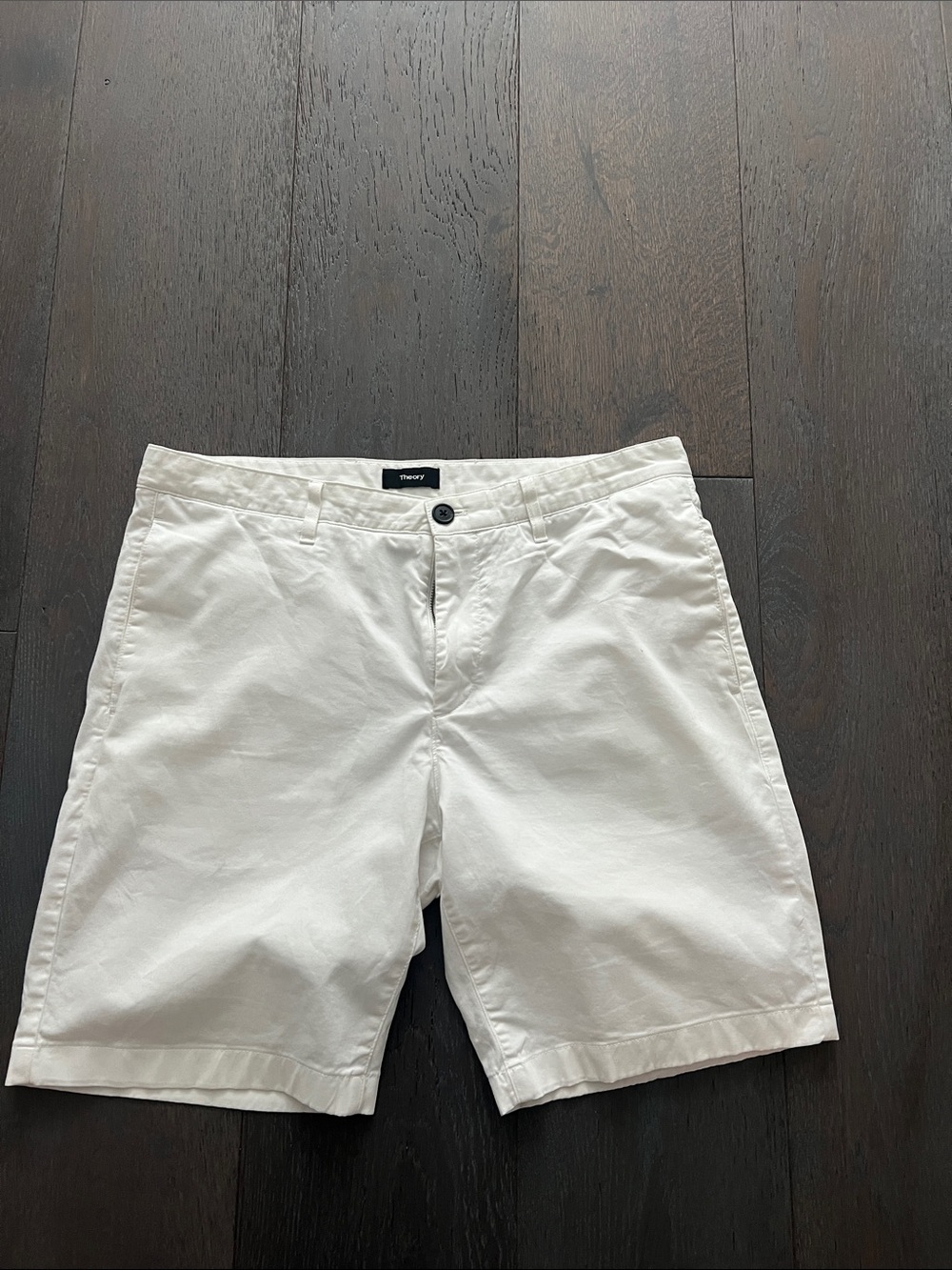 Theory Men’s White Flat-Front Chino Shorts